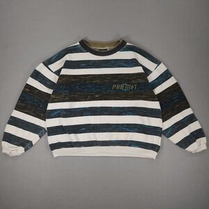 Vintage Permit Sport Sweatshirt Womens Medium Striped Crewneck 90s Baggy 2000s